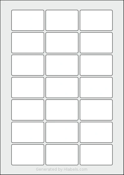 Flexilabels® FD21 template with 21 rectangular 55 x 35 millimeter labels per sheet, on A4-size adhesive blank label sheets.