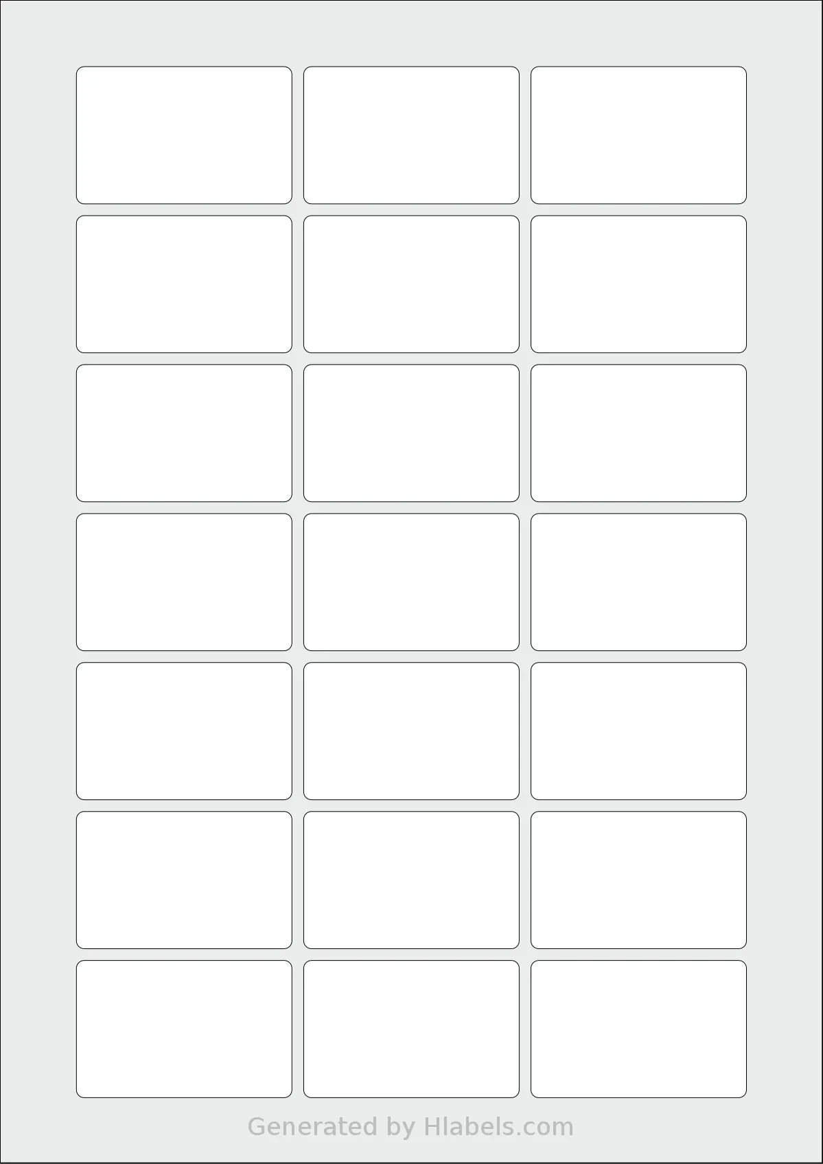 Flexilabels® FD21 template with 21 rectangular 55 x 35 millimeter labels per sheet, on A4-size adhesive blank label sheets.