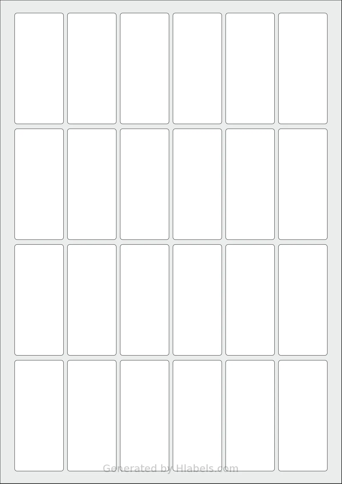 Flexilabels® FD24 template with 24 rectangular 30 x 68 millimeter labels per sheet, on A4-size adhesive blank label sheets.