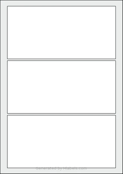 Flexilabels® FD3 template with 3 rectangular 185 x 90 millimeter labels per sheet, on A4-size adhesive blank label sheets.
