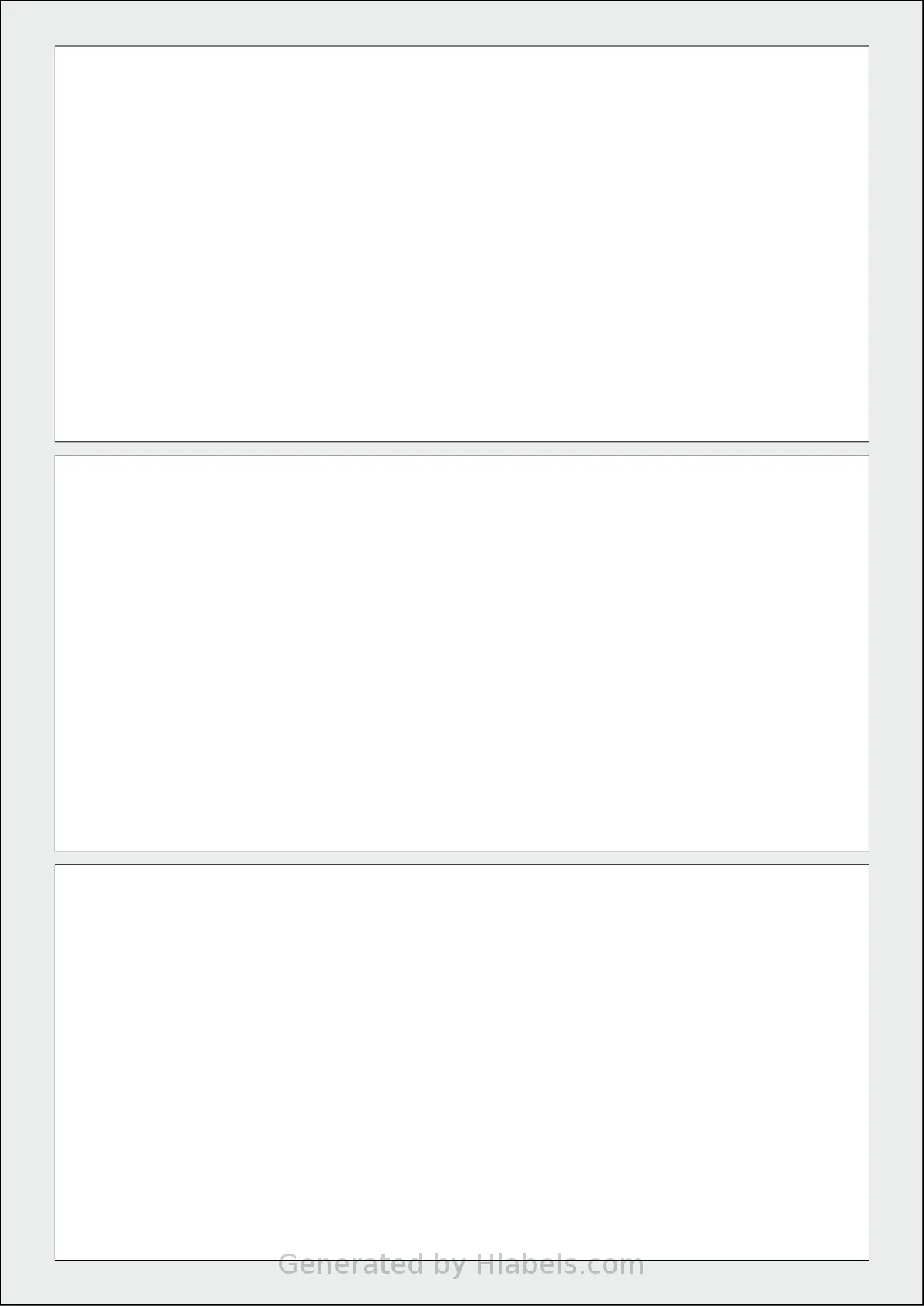 Flexilabels® FD3 template with 3 rectangular 185 x 90 millimeter labels per sheet, on A4-size adhesive blank label sheets.