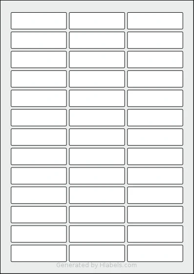 Flexilabels® FD39 template with 39 rectangular 60 x 18 millimeter labels per sheet, on A4-size adhesive blank label sheets.