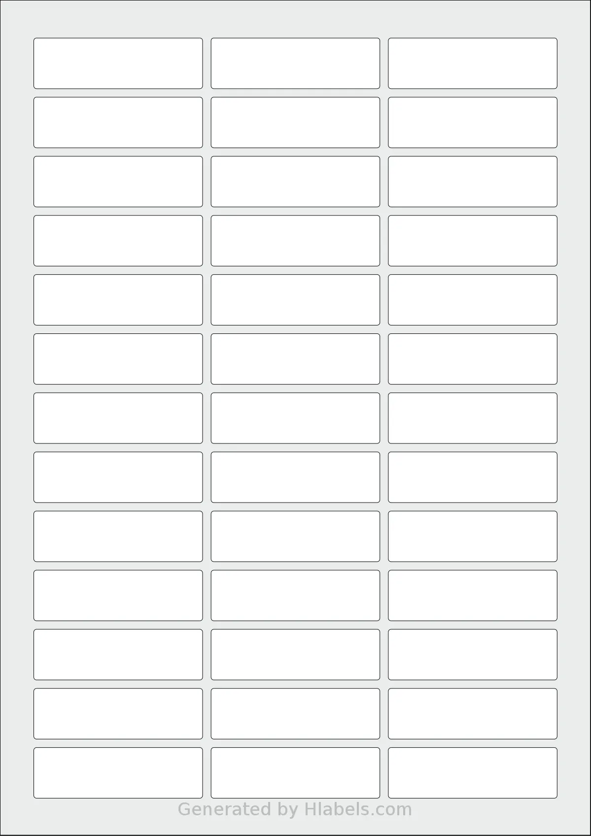Flexilabels® FD39 template with 39 rectangular 60 x 18 millimeter labels per sheet, on A4-size adhesive blank label sheets.