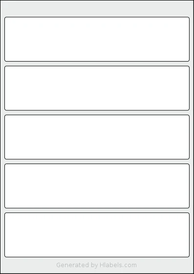 Flexilabels® FD5 template with 5 rectangular 200 x 48 millimeter labels per sheet, on A4-size adhesive blank label sheets.