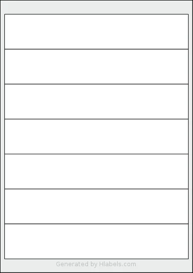 Flexilabels® FD7 template with 7 rectangular 200 x 38 millimeter labels per sheet, on A4-size adhesive blank label sheets.
