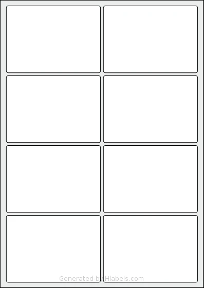 Flexilabels® FD8 template with 8 rectangular 97 x 69 millimeter labels per sheet, on A4-size adhesive blank label sheets.