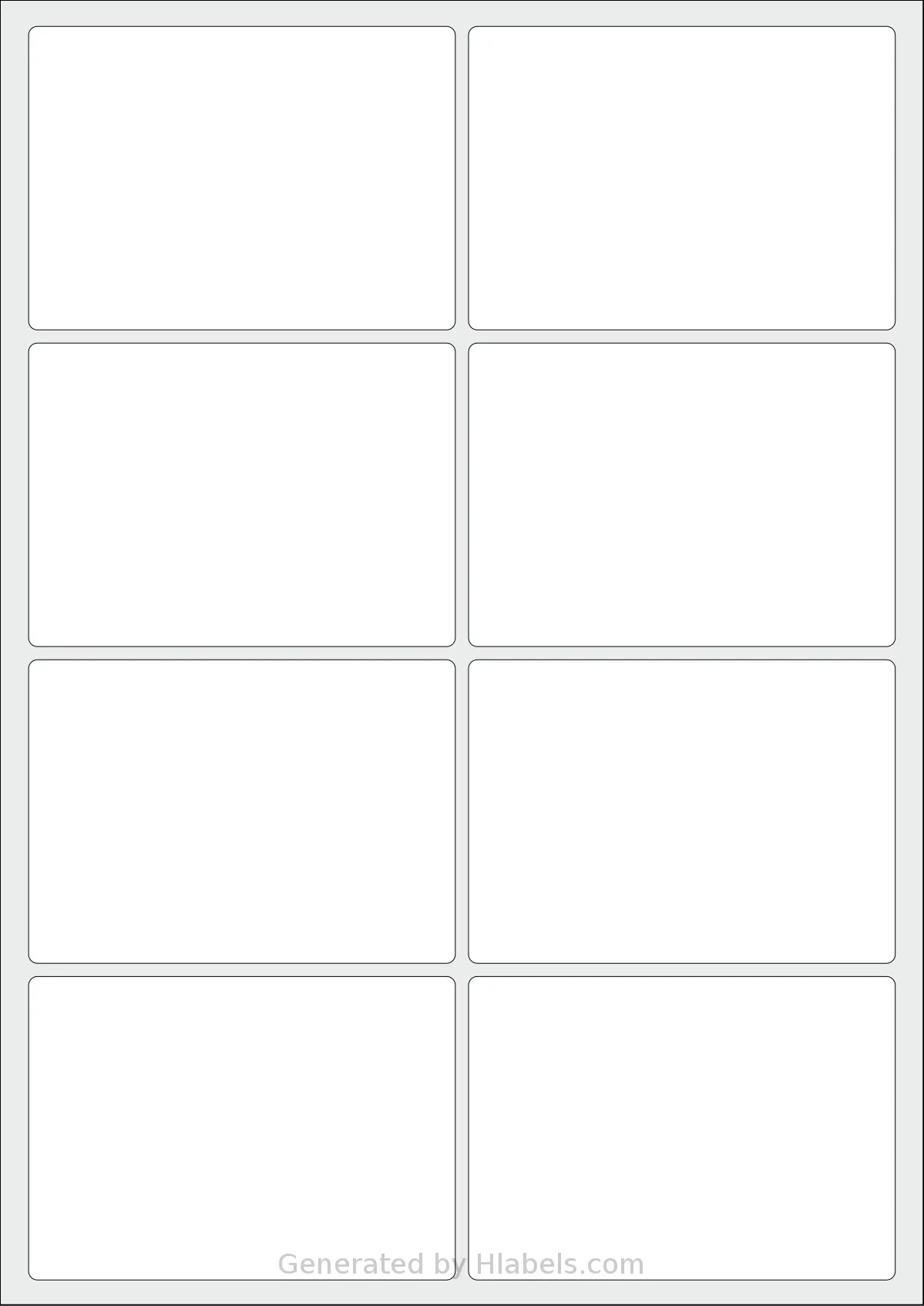 Flexilabels® FD8 template with 8 rectangular 97 x 69 millimeter labels per sheet, on A4-size adhesive blank label sheets.