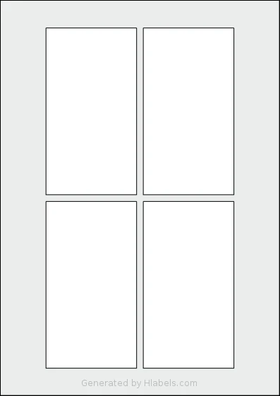 Flexilabels® FDDX4 template with 4 rectangular 68 x 125 millimeter labels per sheet, on A4-size adhesive blank label sheets.