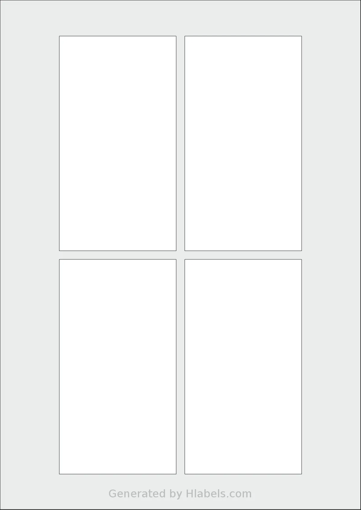 Flexilabels® FDDX4 template with 4 rectangular 68 x 125 millimeter labels per sheet, on A4-size adhesive blank label sheets.