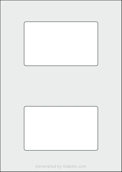 Flexilabels® FDE2 template with 2 rectangular 127 x 76 millimeter labels per sheet, on A4-size adhesive blank label sheets.