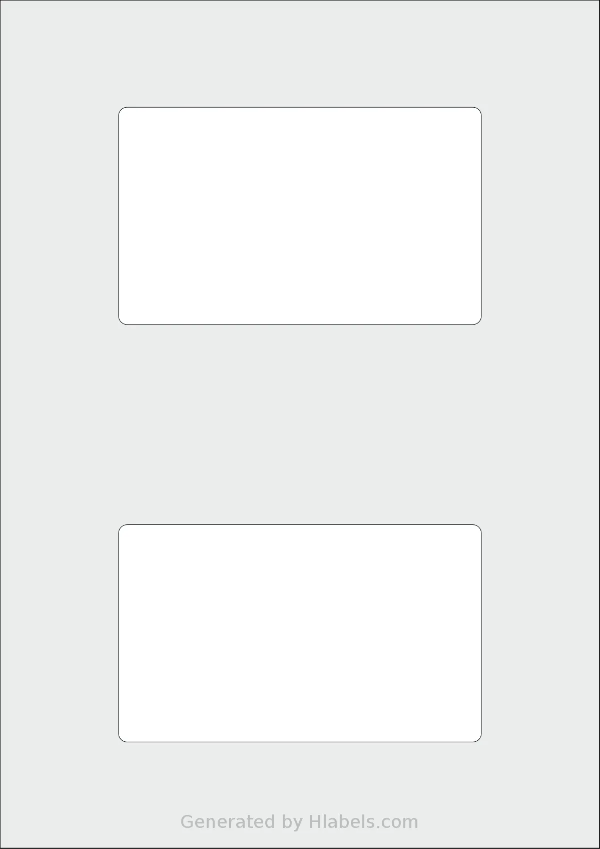 Flexilabels® FDE2 template with 2 rectangular 127 x 76 millimeter labels per sheet, on A4-size adhesive blank label sheets.