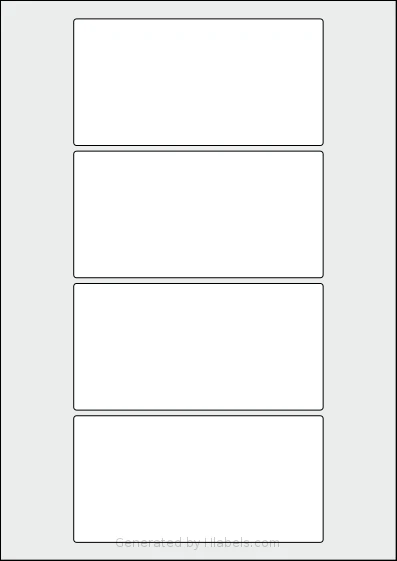 Flexilabels® FDE4 template with 4 rectangular 132 x 67 millimeter labels per sheet, on A4-size adhesive blank label sheets.