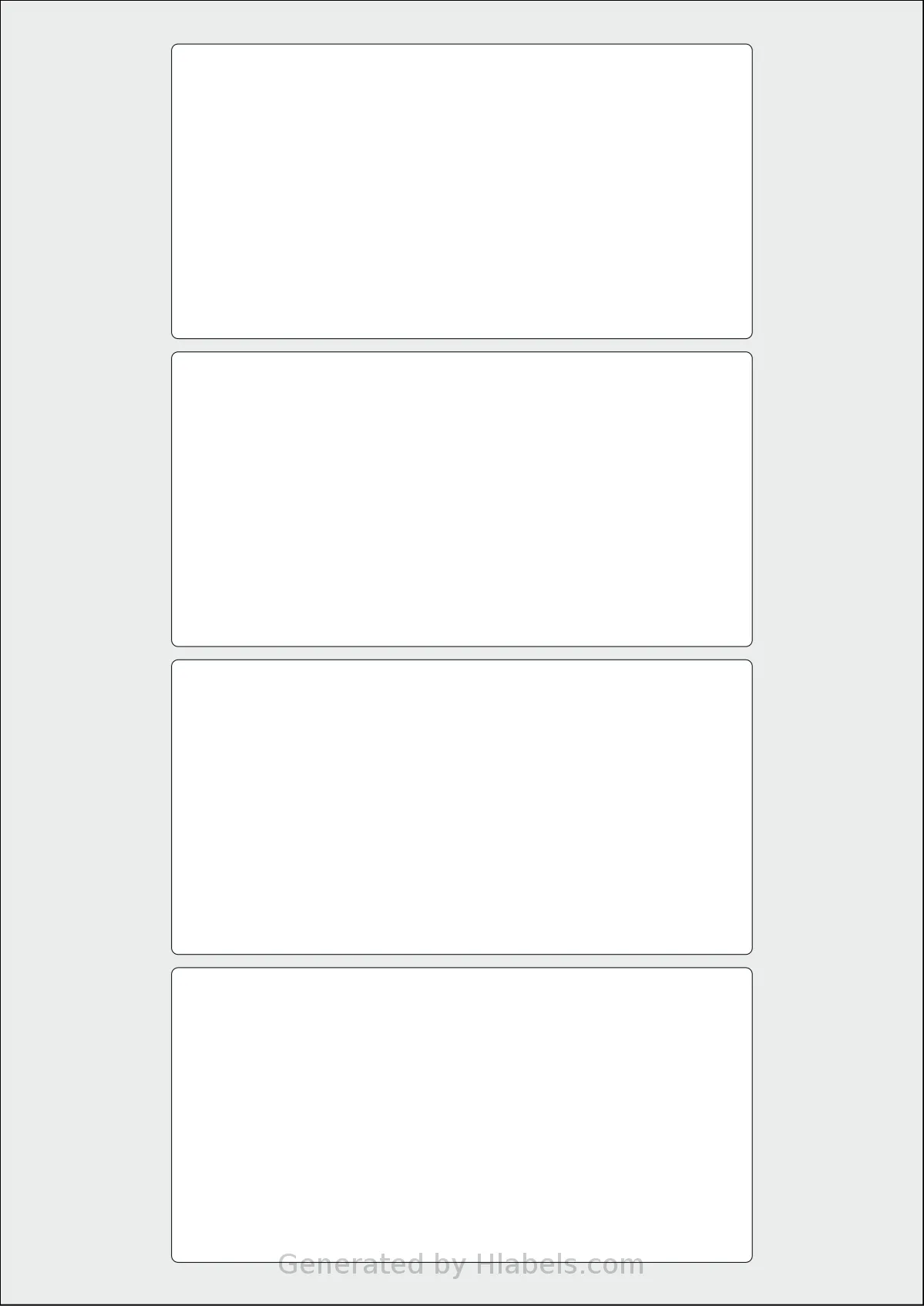 Flexilabels® FDE4 template with 4 rectangular 132 x 67 millimeter labels per sheet, on A4-size adhesive blank label sheets.
