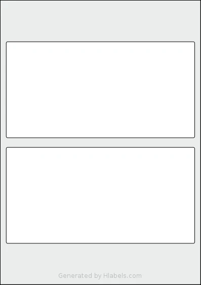 Flexilabels® FDT2 template with 2 rectangular 197 x 100 millimeter labels per sheet, on A4-size adhesive blank label sheets.