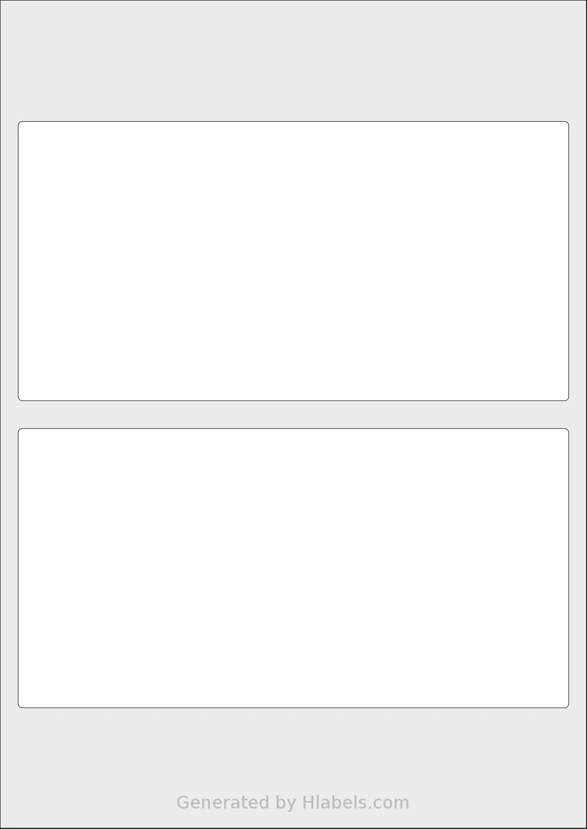 Flexilabels® FDT2 template with 2 rectangular 197 x 100 millimeter labels per sheet, on A4-size adhesive blank label sheets.