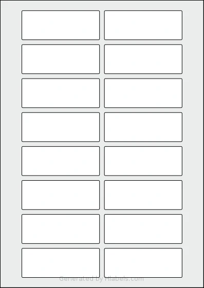 Flexilabels® FE16 template with 16 rectangular 80 x 30 millimeter labels per sheet, on A4-size adhesive blank label sheets.