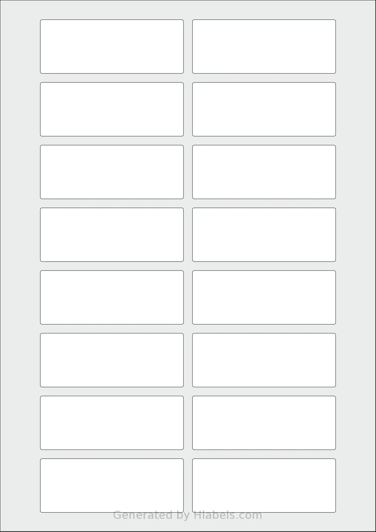 Flexilabels® FE16 template with 16 rectangular 80 x 30 millimeter labels per sheet, on A4-size adhesive blank label sheets.