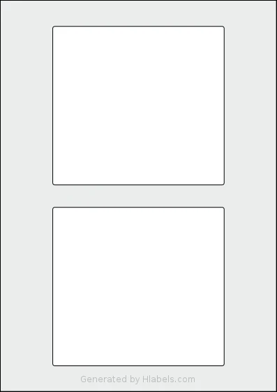 Flexilabels® FE2 template with 2 rectangular 130 x 120 millimeter labels per sheet, on A4-size adhesive blank label sheets.