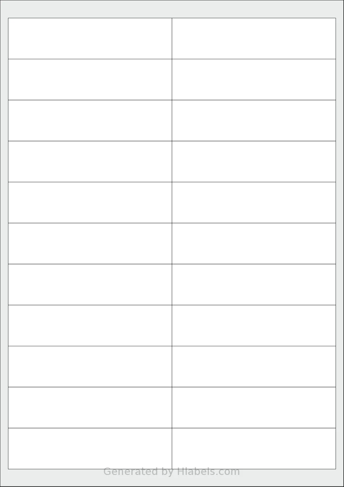 Flexilabels® FE22 template with 22 rectangular 100 x 25 millimeter labels per sheet, on A4-size adhesive blank label sheets.