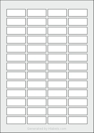 Flexilabels® FE52 template with 52 rectangular 42 x 16 millimeter labels per sheet, on A4-size adhesive blank label sheets.