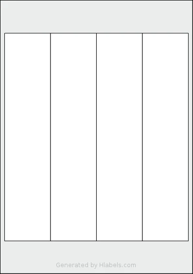 Flexilabels® FEX4 template with 4 rectangular 50 x 225 millimeter labels per sheet, on A4-size adhesive blank label sheets.