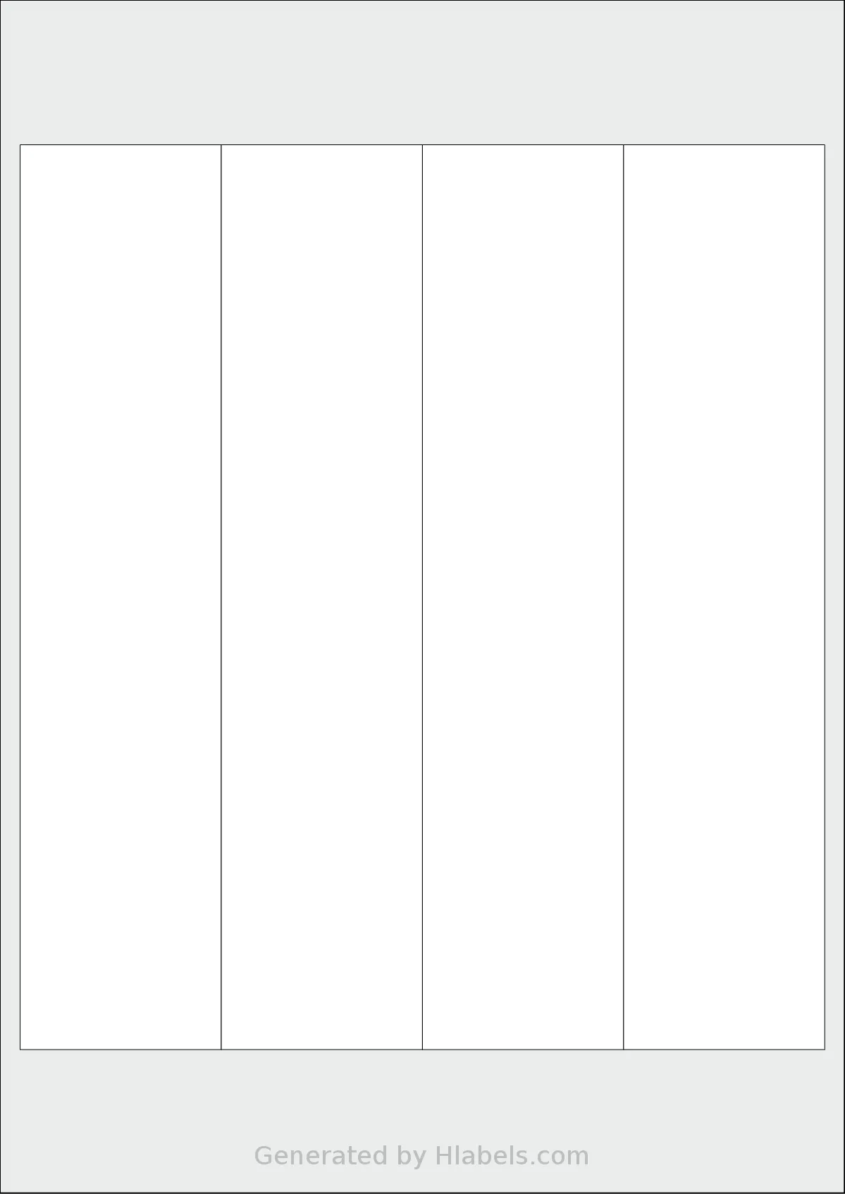 Flexilabels® FEX4 template with 4 rectangular 50 x 225 millimeter labels per sheet, on A4-size adhesive blank label sheets.