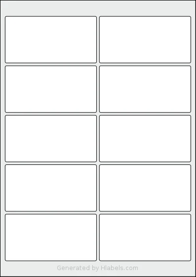 Flexilabels® FG10 template with 10 rectangular 98 x 50 millimeter labels per sheet, on A4-size adhesive blank label sheets.