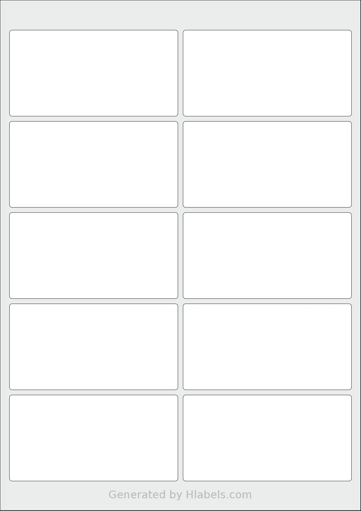 Flexilabels® FG10 template with 10 rectangular 98 x 50 millimeter labels per sheet, on A4-size adhesive blank label sheets.