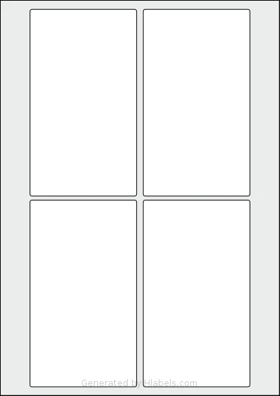 Flexilabels® FG4 template with 4 rectangular 80 x 140 millimeter labels per sheet, on A4-size adhesive blank label sheets.
