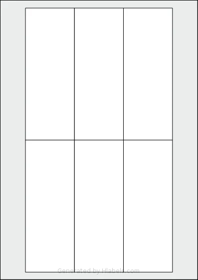 Flexilabels® FG6 template with 6 rectangular 52 x 140 millimeter labels per sheet, on A4-size adhesive blank label sheets.
