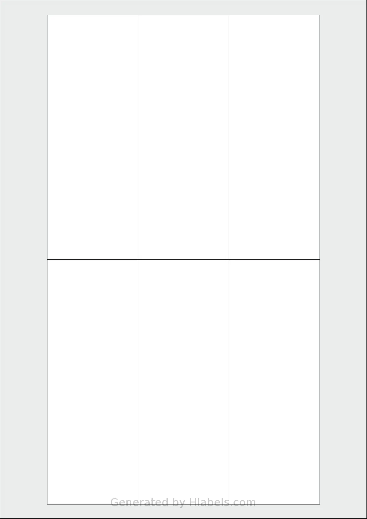 Flexilabels® FG6 template with 6 rectangular 52 x 140 millimeter labels per sheet, on A4-size adhesive blank label sheets.