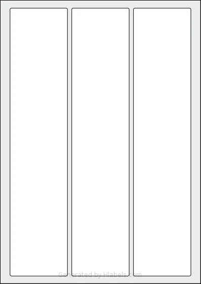 Flexilabels® FGT3 template with 3 rectangular 60 x 280 millimeter labels per sheet, on A4-size adhesive blank label sheets.