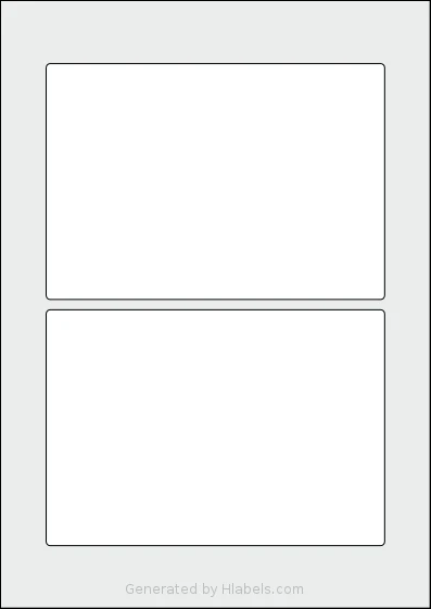 Flexilabels® FH2 template with 2 rectangular 165 x 115 millimeter labels per sheet, on A4-size adhesive blank label sheets.