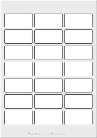 Flexilabels® FH21 template with 21 rectangular 60 x 30 millimeter labels per sheet, on A4-size adhesive blank label sheets.