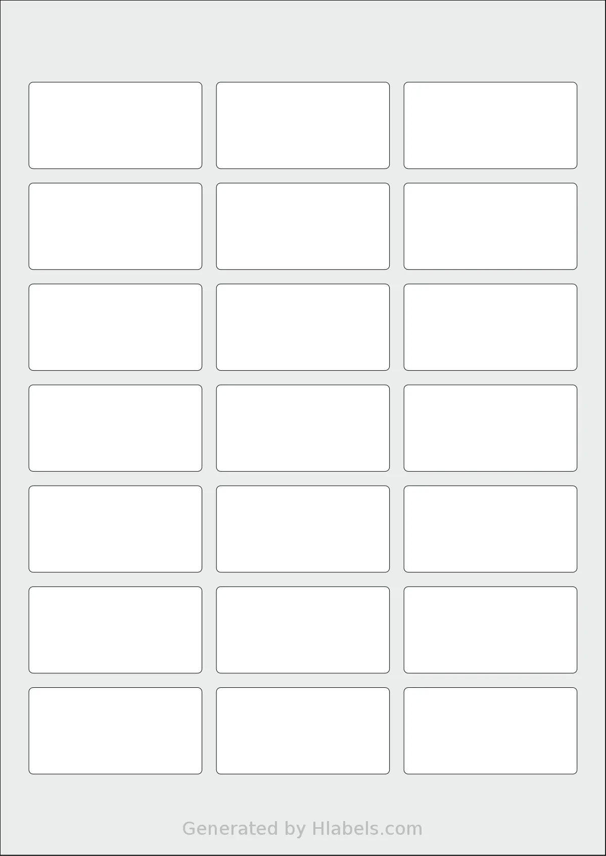 Flexilabels® FH21 template with 21 rectangular 60 x 30 millimeter labels per sheet, on A4-size adhesive blank label sheets.