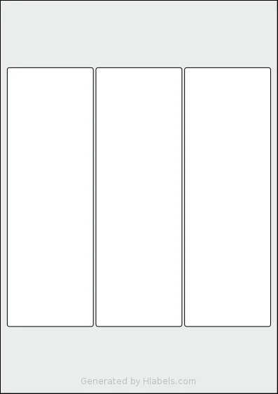 Flexilabels® FH3 template with 3 rectangular 65 x 195 millimeter labels per sheet, on A4-size adhesive blank label sheets.