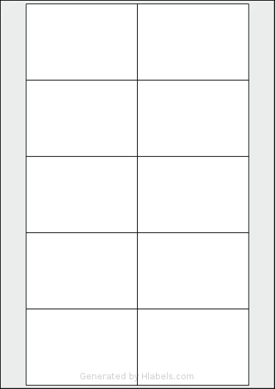 Flexilabels® FHE10 template with 10 rectangular 85 x 58.2 millimeter labels per sheet, on A4-size adhesive blank label sheets.