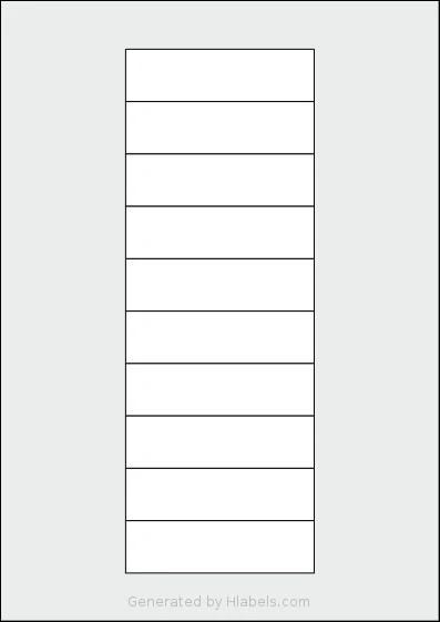 Flexilabels® FJ10 template with 10 rectangular 90 x 25 millimeter labels per sheet, on A4-size adhesive blank label sheets.