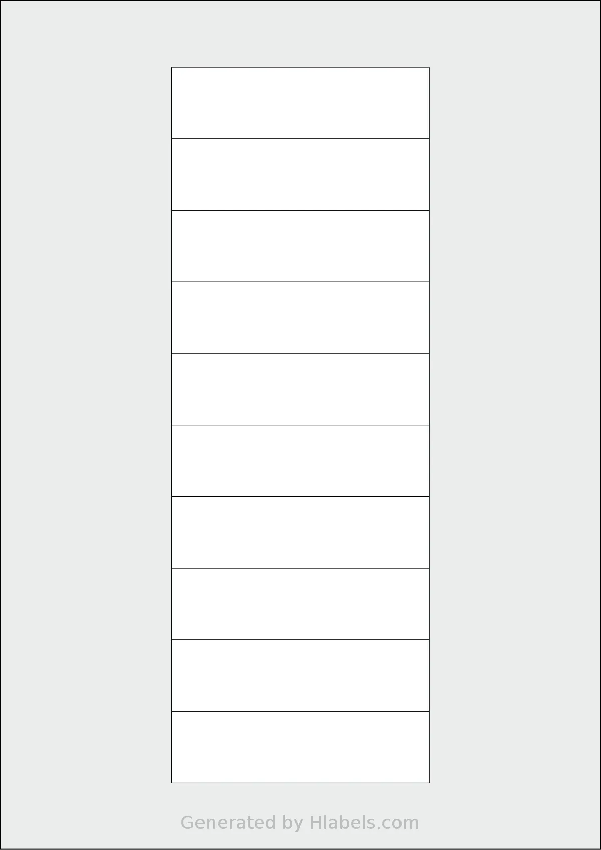 Flexilabels® FJ10 template with 10 rectangular 90 x 25 millimeter labels per sheet, on A4-size adhesive blank label sheets.