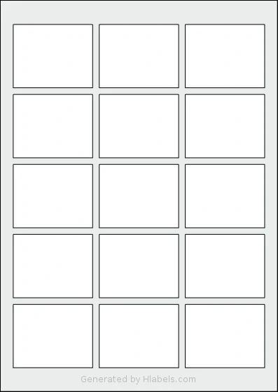 Flexilabels® FJ15 template with 15 rectangular 60 x 48 millimeter labels per sheet, on A4-size adhesive blank label sheets.