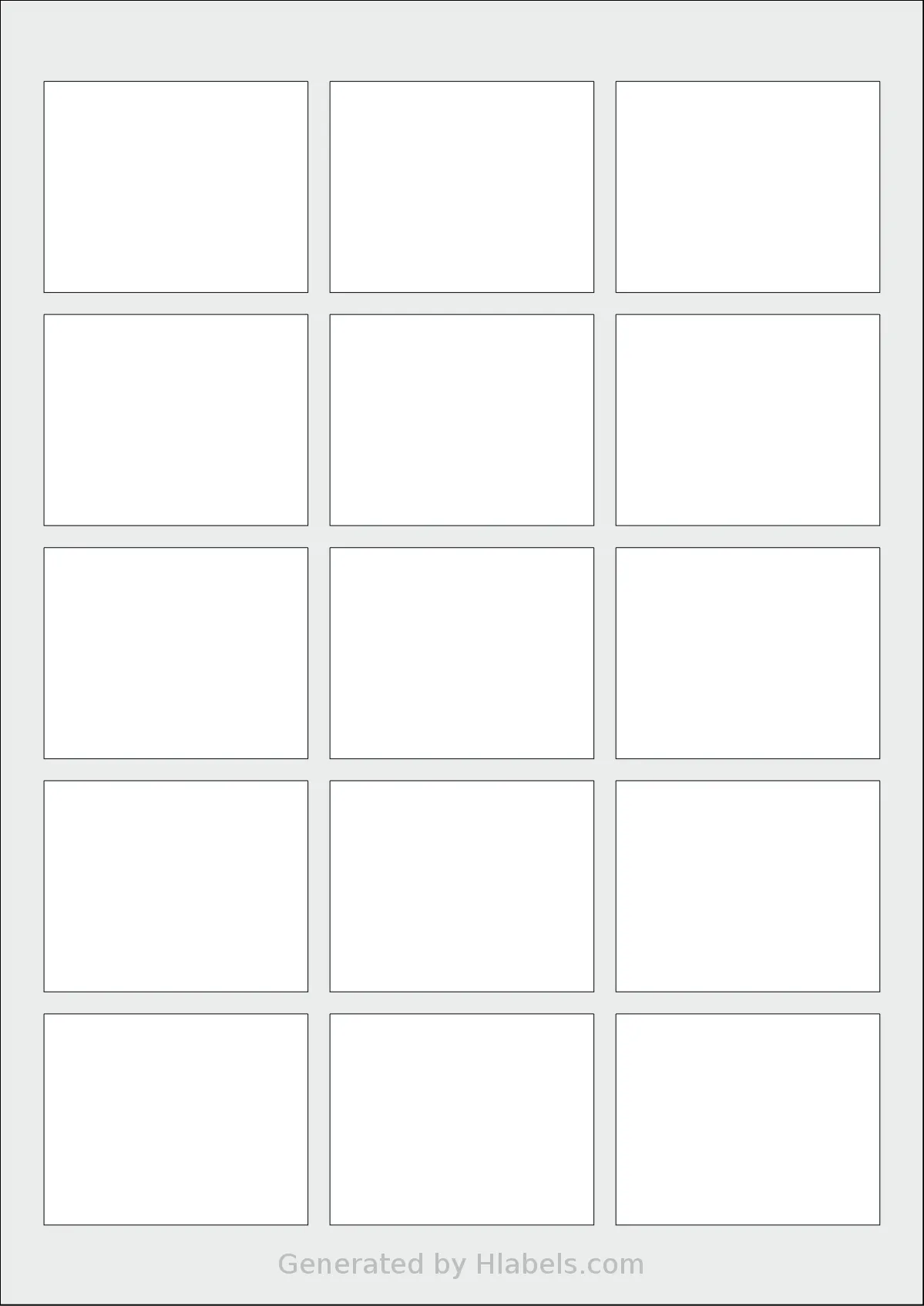 Flexilabels® FJ15 template with 15 rectangular 60 x 48 millimeter labels per sheet, on A4-size adhesive blank label sheets.