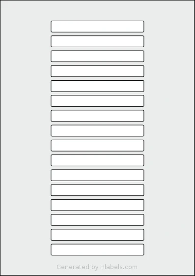 Flexilabels® FJ16 template with 16 rectangular 100 x 12 millimeter labels per sheet, on A4-size adhesive blank label sheets.