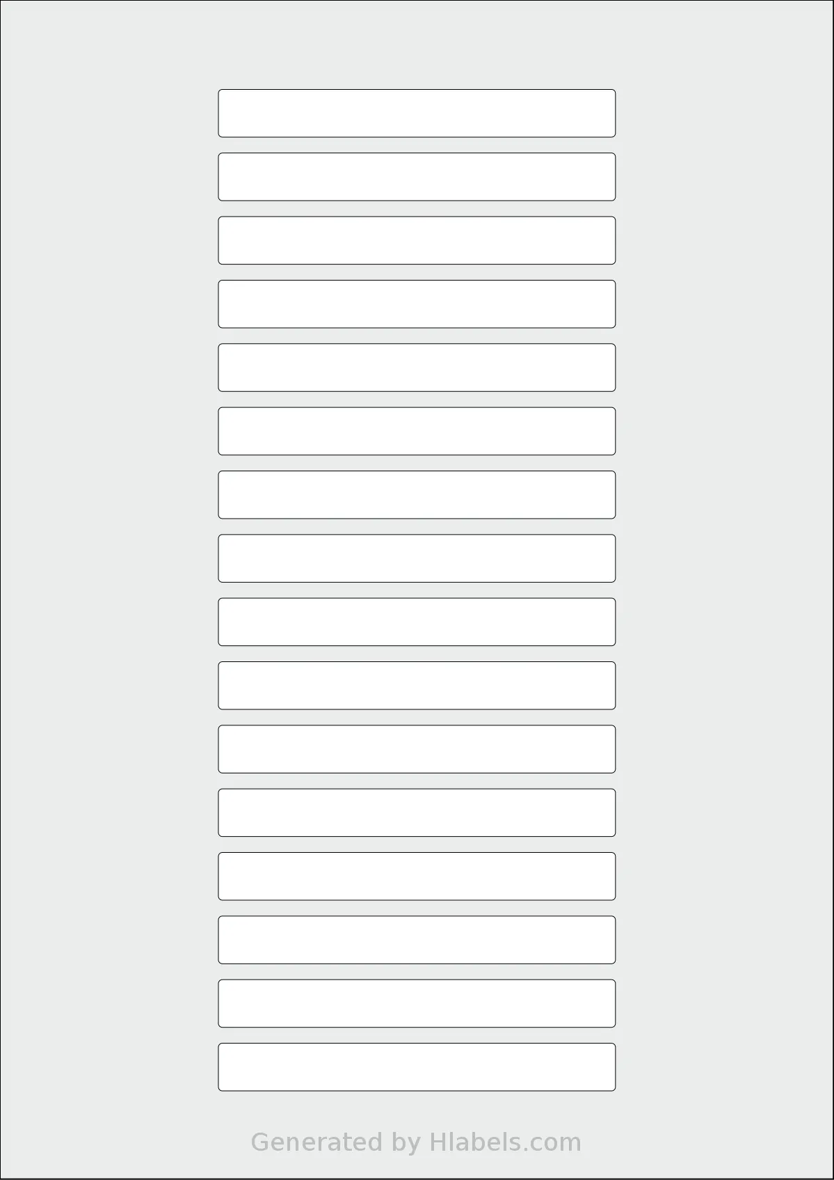 Flexilabels® FJ16 template with 16 rectangular 100 x 12 millimeter labels per sheet, on A4-size adhesive blank label sheets.