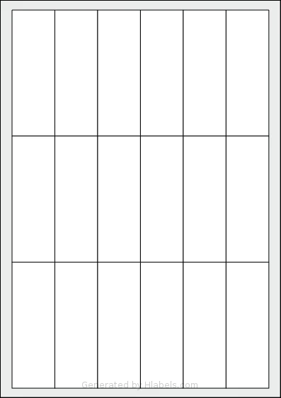 Flexilabels® FJ18 template with 18 rectangular 32 x 94 millimeter labels per sheet, on A4-size adhesive blank label sheets.