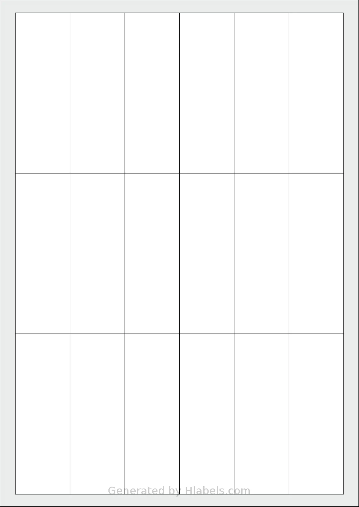Flexilabels® FJ18 template with 18 rectangular 32 x 94 millimeter labels per sheet, on A4-size adhesive blank label sheets.