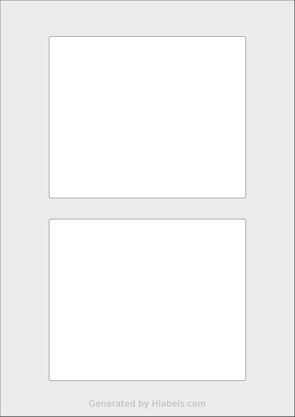 Flexilabels® FJ2 template with 2 rectangular 140 x 115 millimeter labels per sheet, on A4-size adhesive blank label sheets.