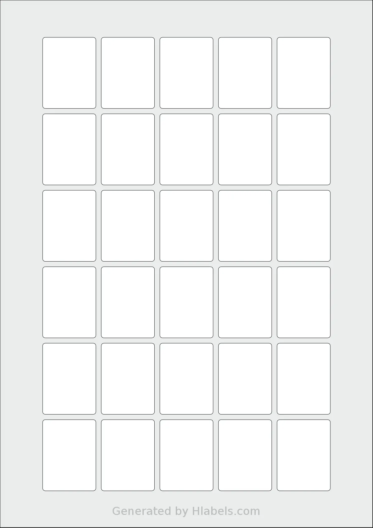 Flexilabels® FJ30 template with 30 rectangular 30 x 40 millimeter labels per sheet, on A4-size adhesive blank label sheets.