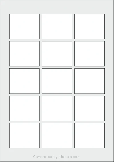 Flexilabels® FJDX15 template with 15 rectangular 55 x 46 millimeter labels per sheet, on A4-size adhesive blank label sheets.