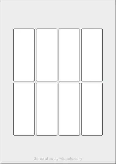 Flexilabels® FJH6 template with 8 rectangular 38 x 95 millimeter labels per sheet, on A4-size adhesive blank label sheets.