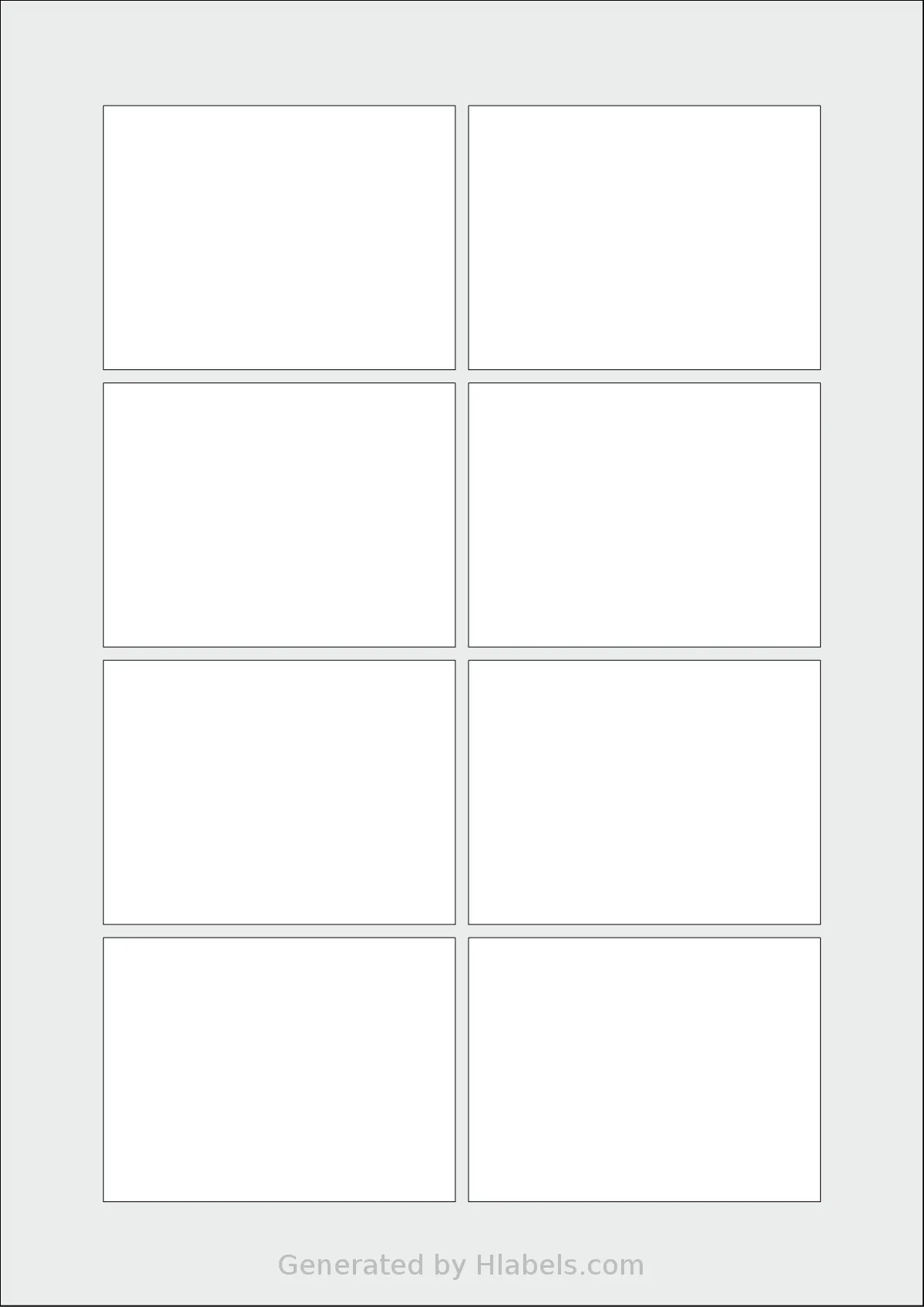 Flexilabels® FJXX8 template with 8 rectangular 80 x 60 millimeter labels per sheet, on A4-size adhesive blank label sheets.